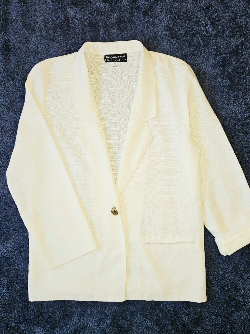 Prophecy Petite by Sag Harbor VTG Vintage Ivory / White Blazer Jacket Size 8